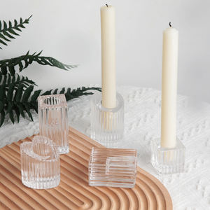 Nordic tempat lilin lancip kristal kaca bening kecil, dekorasi mewah untuk tengah meja Hari Valentine Pernikahan - Product Image 4