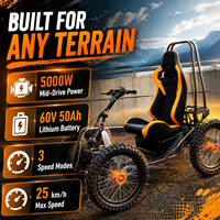 Scooter électrique tout-terrain à quatre roues pour adultes, 5000W, double moteur, capacité de montée de 35°, charge de 200 kg, batterie au lithium, étanche