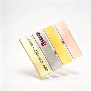 Custom Brushed <b>Metal</b> Name Badge with Magnetic Back Plate Gold Silver Color for Cafe Restaurant Employee - Product Image 1