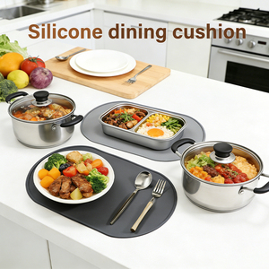 Set de table ovale en silicone de qualité alimentaire, antidérapant, résistant à la chaleur, imperméable, facile à nettoyer, pour cuisine, maison, restaurant - Product Image 1