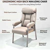 Chaise ergonomique à dossier haut pour Mahjong, avec coussin en mousse épaisse et structure métallique stable, idéale pour la salle à manger, la lecture et les clubs.