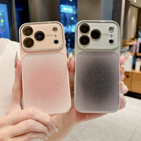 Coque de téléphone à effet dégradé et paillettes avec grande fenêtre pour iPhone 17 16 15 14 13 Pro Max 17Pro Max, étui de protection en TPU pailleté avec protection d'objectif