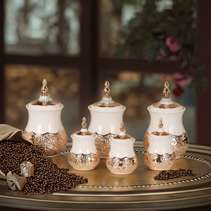 2025 vương miện Lip <span class=keywords><strong>Canister</strong></span> gốm Hoàng Gia đồ dùng nhà bếp với vàng trang trí cho bộ đồ ăn và đồ gia dụng <span class=keywords><strong>High</strong></span> <span class=keywords><strong>End</strong></span> Lip <span class=keywords><strong>Canister</strong></span> Set - Product Image 1