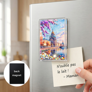 Souvenirs personnalisés de différents pays, aimant de réfrigérateur souvenir de voyage, shaker à paillettes liquides dynamiques, cadeau en acrylique - Product Image 2