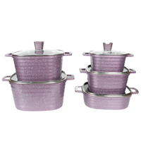 Ensemble de 10 casseroles classiques en aluminium carrées antiadhésives écologiques avec couvercles en verre trempé pour cuisinière à gaz