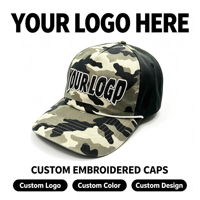 Gorra de Béisbol Personalizada de 6 Paneles con Bordado de Camuflaje Americano, Estilo Hip Hop, de Ala Ancha y Plana, Unisex, para Verano