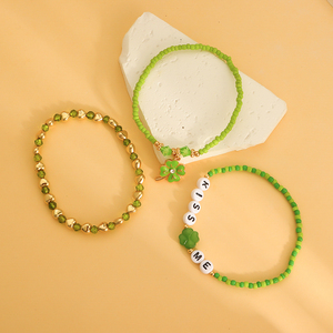 Pulsera de cadena de moda letra verde "<span class=keywords><strong>kissme</strong></span>" trébol de la suerte pulsera de pareja pulsera de regalo clásica de moda para mujer - Product Image 5