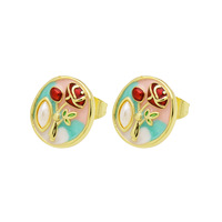 Anting Zirkon Warna Mutiara Bunga Mawar untuk Wanita Perhiasan Grosir Mode Mewah Minimalis untuk Pemakaian Sehari-hari