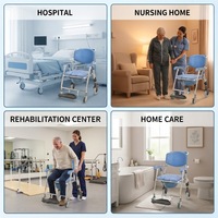 Chaise de transfert et de douche portable en aluminium avec repose-pieds, pliable, pour toilettes, pour personnes âgées, avec roues, multifonction, capacité 125 kg