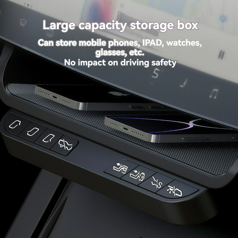 Tesla Under-Screen Storage Box with Smart Physical Buttons