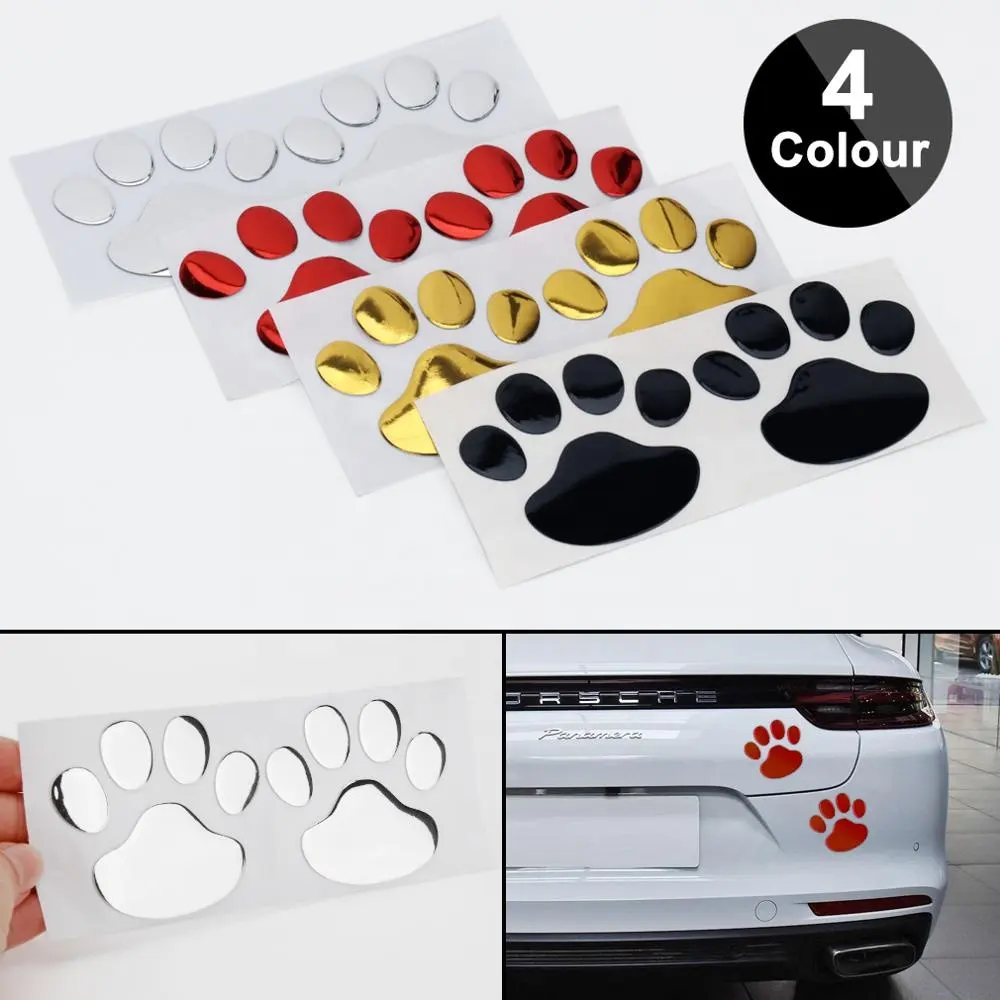 1 paia/set adesivi 3D zampa animale cane gatto Cool Design orso piede stampe impronta decalcomania adesivi per Auto per Auto moto