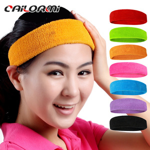 Cailormi Terry Cloth Sweatband Solid Color Breathable Yoga Headband Universal Fit Multiple Sports - Product Image 1