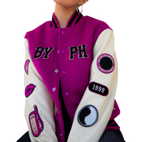 Veste bomber varsity personnalisée avec logo, en cuir imprimé, broderie en chenille, streetwear, pour femmes, coupe courte, fabrication OEM