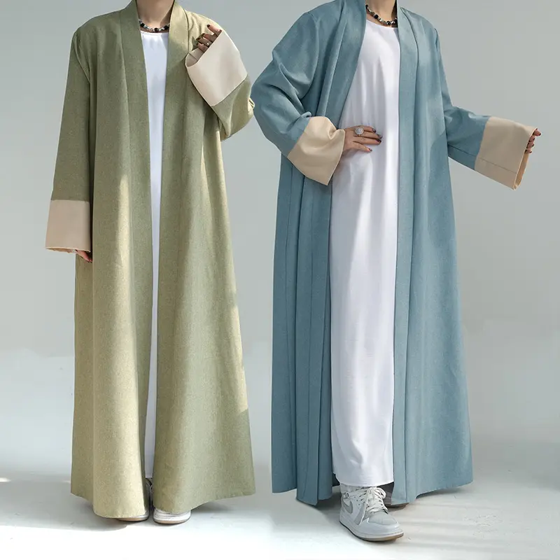 3451 Kuwii pasokan pabrik Dubai Timur Tengah Turki longgar ukuran besar kardigan elegan Kimono terbuka Abaya gaun Muslim wanita Aabic