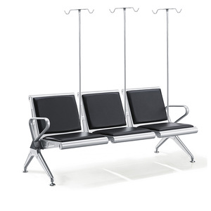Sillas de espera Wolverhampton de acero inoxidable de 3 asientos con pasamanos para hospitales, aeropuertos y lugares públicos - Product Image 1