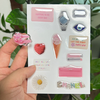 Feuille d'autocollants pour téléphone portable personnalisée en 3D, transparente, découpée à la forme, en époxy, imperméable, autocollante, avec fond coloré