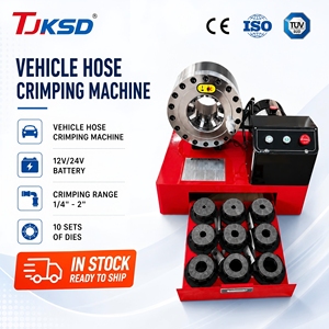 Machine à sertir hydraulique TJKSD507 1/8-2'' pour services extérieurs, force de sertissage 300T, pour flexibles PVC, suspension pneumatique 12V 24V, certifiée CE - Product Image 1