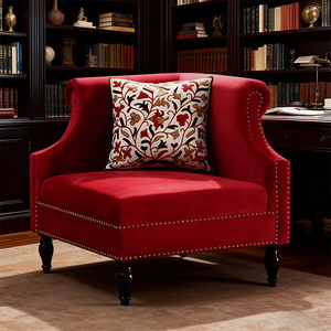 Antique Classic Wooden <strong>Arm</strong> Comer Sofa Upholstered Leisure <strong>Chair</strong> for Hotel Living Room Furniture - Product Image 6