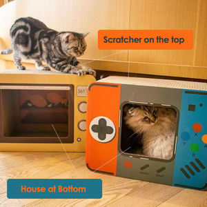 Casa de gato de dibujos animados para gatos, caja de Casa de gato corrugado para rascar, contenedor, casa de cartón, caja de juguete - Product Image 2