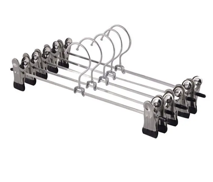 Calças de aço inoxidável Clipe Metal Hanger para Uso Doméstico Crianças e Adultos Seamless Pants Rack Anti Slip Dipped Plastic Hanger