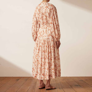 <span class=keywords><strong>Robe</strong></span> d'été en lin à fleurs <span class=keywords><strong>Robe</strong></span> à manches longues à imprimé floral pour femmes Plus Size 100% <span class=keywords><strong>Robe</strong></span> en lin - Product Image 4