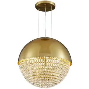 Sungreen-lámpara colgante de cristal con bola dorada, accesorio de iluminación Interior decorativo de lujo, moderna