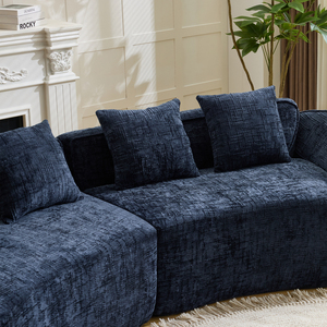 Sofá Seccional Moderno Ecológico de Tres Plazas en Forma de Arco, Tapicería Jacquard Resistente a las Manchas, Chaise Longue Irregular - Product Image 4