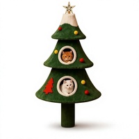Arbre à chat en bois en gros avec cadre en bois, tour d'arbre de Noël, poteau à gratter en sisal, condo en peluche et plateformes multi-niveaux pour chats OEM