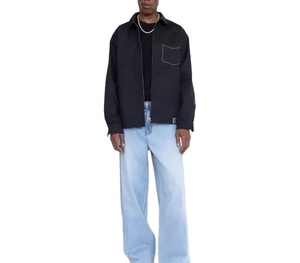 Blouson en jean printemps pour homme, vente en gros usine, logo personnalisé, fermeture éclair frontale, respirant, imperméable, style extérieur tendance, motif lettres - Product Image 2