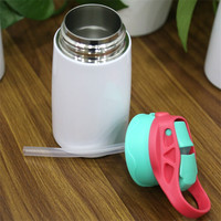 Bouteille d'eau isotherme en acier inoxydable de 12 oz pour enfants, tasse à bec anti-fuite avec paille pour l'école