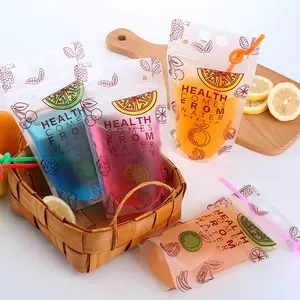 Juice Packaging Sack Bags Drink Pouch With Straw Beverage Pouch
