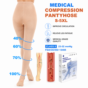 Medias de compresión médicas sin pie para mujer, de cintura alta, 20-30 mmHg, para linfedema y antivarices, de compresión firme - Product Image 1