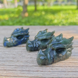 Crânes de dragon en labradorite polie de 8 cm, haute qualité, tendance mode, forte luminosité, pour la décoration de la maison, du bureau et comme cadeau d'affaires - Product Image 3