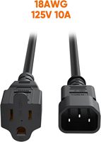 Câble d'alimentation standard pour ordinateur 18AWG de 1 pied, prise NEMA 5-15R vers câble IEC320 C14, 0,3 m, noir