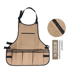 Delantal de lona gruesa impermeable color caqui con múltiples bolsillos para uso en carpintería y electricidad - Product Image 4