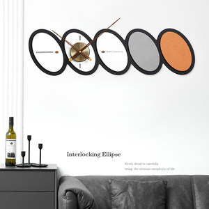 Nordic Style <b>Wall</b> <b>Clock</b> Oval Shape <b>Silent</b> Quartz Movement Battery Powered Living Room Home Decor Art Modern Design - Product Image 3