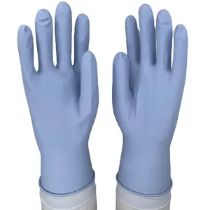 Pastel Blue Soft Color Household Use Waterproof Rubber Latex Gloves Reusable Dish Cleaning Gloves For Modern Kitchen Dishwashing