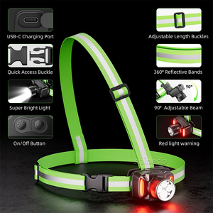 6 <strong>Light</strong> Modes Waterproof Ultra Bright <strong>Chest</strong> Lamp with Reflective Straps Adjustable Beam Running <strong>Chest</strong> <strong>Light</strong> for <strong>Runners</strong> Joggers - Product Image 5