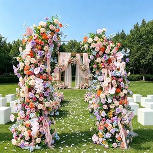 Wholesale Monet Artificial Flower Arch Wedding Backdrop Arch Pink purple Silk Rose Flower Arch Wedding Decoration - Product Image 1