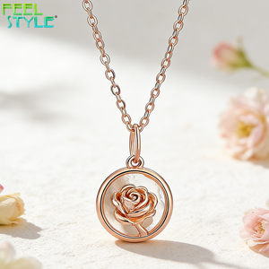 Nuevo Collar Personalizado de Acero Inoxidable 316L con Flor, Cadena de Eslabones Gruesos con Baño de Oro PVD, Joyería con Colgante Mini Rosa Grabado - Product Image 4