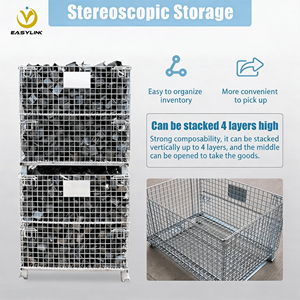 YiLian-Zware Opvouwbare Inklapbare 1200kg Capaciteit Staal Gegalvaniseerd Corrosiebestendig Magazijn Gabion Opslagkooi ODM - Product Image 5