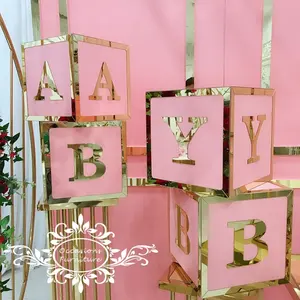 Baby Blokken Box Roze Voor Meisje Verjaardagsfeestje Decoraties Rekwisieten Evenementen Leverancier