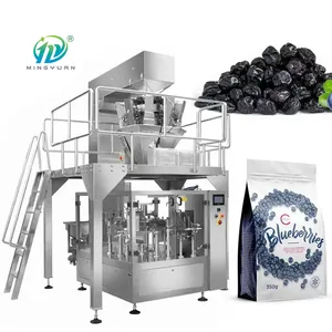 Máquina automática de embalaje de bolsas con cremallera, embalaje de granos de fruta seca, de arándano, rotativa de bolsas