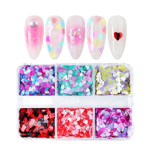 6 grilles de paillettes rouges pour ongles, holographiques 3D, non toxiques, autocollants en plastique pour animaux de compagnie, cœurs, amour, paillettes brillantes pour la <span class=keywords><strong>manucure</strong></span> et l'art des ongles DIY - Product Image 4