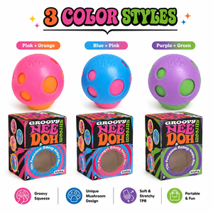 Schylling NeeDoh Groovy Shroom Soft Pull Pinch Stress Ball Sensory Relief Fidget Toy Autism ADHD Toy Wholesale - Product Image 2