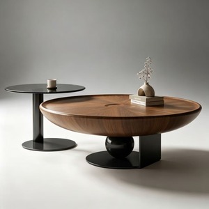 Luxury Modern Round Coffee <b>Table</b> <b>Nesting</b> Set with Fiberglass Top Eco-Friendly Living Room Furniture Wholesale - Product Image 1