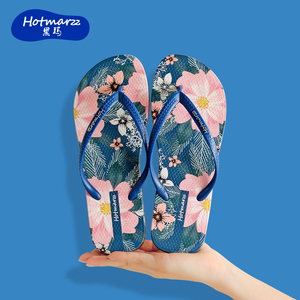 Chanclas Hotmarzz de alta calidad para mujer, chanclas ligeras de Pvc Bohemia Floral para interiores y exteriores, zapatillas de verano - Product Image 1