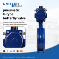 Válvula de Mariposa Neumática Tipo U de Hierro Fundido WCB CF8, Tipo Wafer con Brida RF, Triple Excéntrica, Cero Fugas, para Agua, Gas y Aceite, PN16 ANSI150 CE