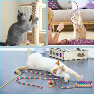 ของเล่นแมวแบบไม้ล่อแมว ขนปุยหลากสี มีกระดิ่งด้านใน พร้อมสปริง สำหรับแมว ลูกแมว แพ็ค 3 ชิ้น จัดส่งรวดเร็ว - Product Image 4