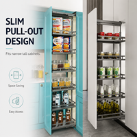 Gabinete de Almacenamiento de Cocina Independiente TKK con Cierre Suave Personalizado, Unidad Alta de 2-6 Niveles con Cesta Extraíble para Despensa, Ideal para Hoteles y Hogares